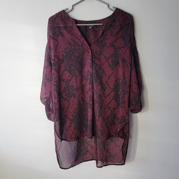 George Sheer high-low Quarter Button Top sz XL - Picture 1 of 5